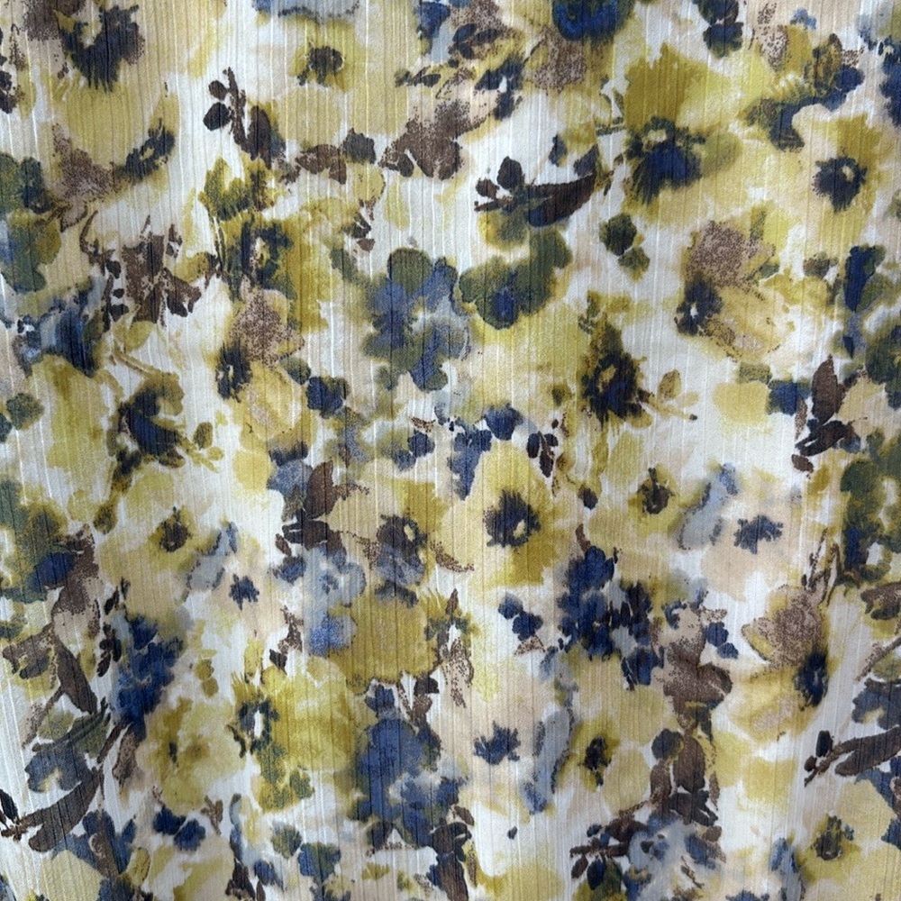 RW&Co Short Sleeved Button Down Chiffon Dress Floral Dress with Belt Sz L - Picture 11 of 11